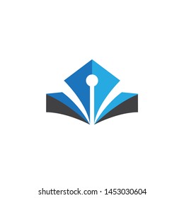 Education writing logo design color blue and black