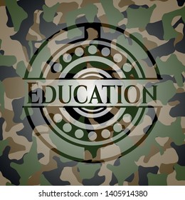 Education written on a camo texture. Vector Illustration. Detailed.