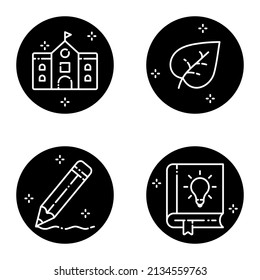 Education_glyph Flat Icon Set Isolated On White Background
