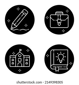 Education_glyph Flat Icon Set Isolated On White Background
