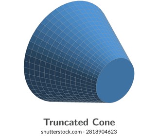 Educational 3D illustration of a truncated cone