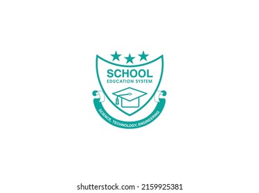 Educational Academic Shield  Badge Logo- Collage Hat Emblem  