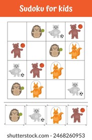 Educational activities for kids, learning worksheets for preschoolers and kindergarten. Sudoku for kids. Preschool worksheet, kindergarten educational Montessori activity. Learning, early development.