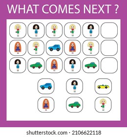 Eine erzieherische Tätigkeit für Kinder - eine logische Kette von bunten Spielzeug zu machen . Welche Tiere sind die nächsten?