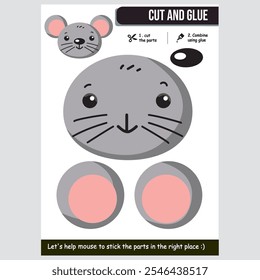 educational activity featuring a cute mouse cut-and-glue craft. This project is designed to enhance children's creativity and fine motor skills, making it ideal for both classroom and home learning.