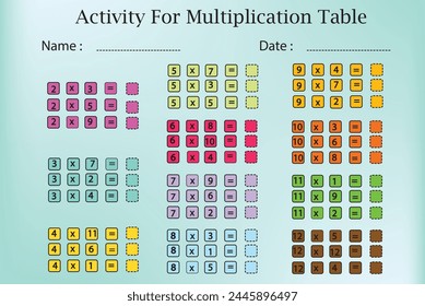  Educational activity game for Multiplication table. 