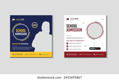 Educational admission social media post and school poster design template