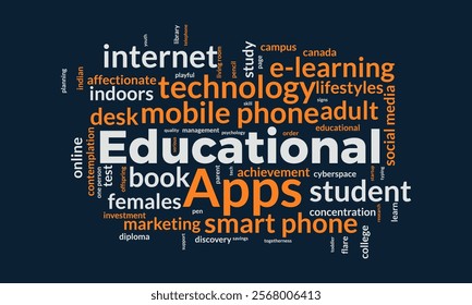 Educational Apps word cloud template. Educational Apps concept vector tagcloud background.
