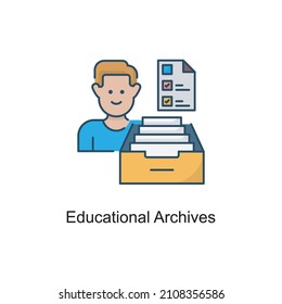 Educational Archives, Vektor gefüllt Outline Icon Design Illustration. Symbol für Bildungstechnologie auf weißem Hintergrund EPS10-Datei
