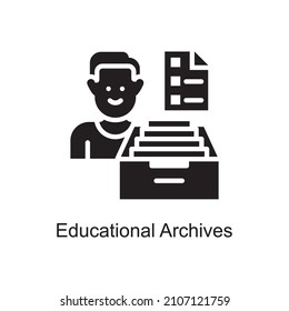 Educational Archives vector Solid Icon Design illustration. Educational Technology Symbol on White background EPS 10 File