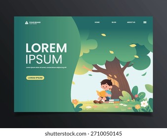 Educational background children illustration web banner design template