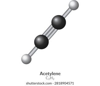 Educational ball-and-stick 3D illustration of Acetylene (C2H2)