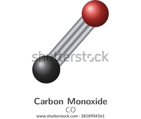 Educational ball-and-stick 3D illustration of Carbon Monoxide (CO)