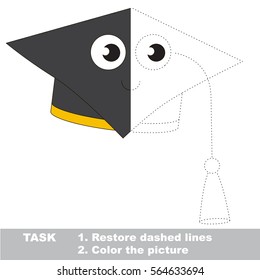 Educational black Hat. Dot to dot educational game for kids. Half tracing worksheet to be colored.