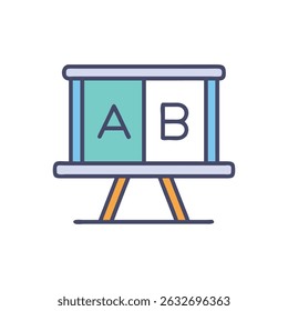 Exibição do quadro educacional das letras A e B no suporte