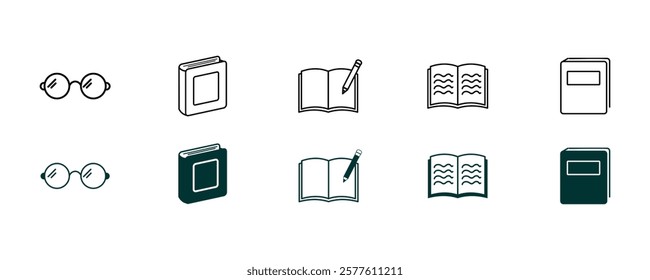 Educational Book Icons: A Set for Learning Enthusiasts