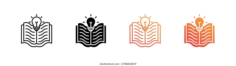 Conjunto de iconos de estilo múltiple de libro educativo