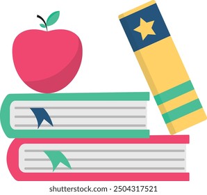 Educational Books Illustration on White Background. Vector Clipart with Cartoon Design.