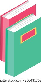 Educational Books Illustration on White Background. Vector Clipart with Cartoon Design.