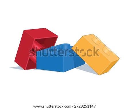 Educational building block vector design that trains children's fine motor creativity and imagination by arranging various shaped blocks into certain structures called bricks.