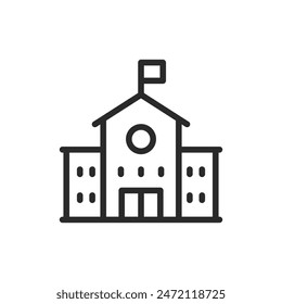 Educational building icon. A building a school or university. Line with editable stroke.