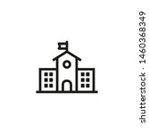 Educational building line icon. Schoolhouse, hall, building. School concept. Vector illustration can be used for topics like education, studies, teaching
