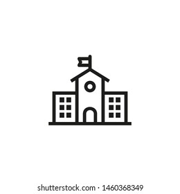 Educational Building Line Icon. Schoolhouse, Hall, Building. School Concept. Vector Illustration Can Be Used For Topics Like Education, Studies, Teaching