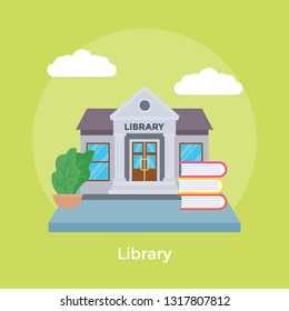 Educational building,book shop or library flat icon design