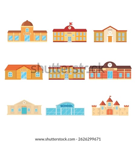 Educational Buildings Flat Design Pack school