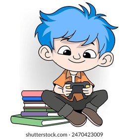 Educational cartoon doodles for children who are lazy about studying, boys prefer playing games rather than reading books