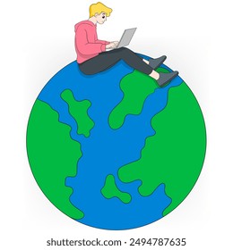 educational cartoon illustration anywhere can be accessed via internet connection, network can unite the world