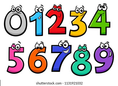 Funny Numbers Cartoon Mascot Charactersraster Collection Stock ...