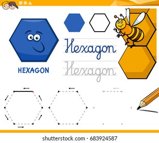 Educational Cartoon Vector Illustration of Hexagon Basic Geometric Shape for Children
