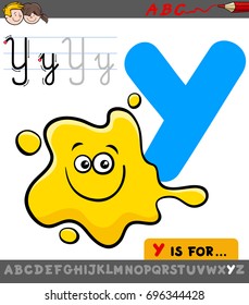 Educational Cartoon Vector Illustration of Letter Y from Alphabet with Yellow Color for Children 