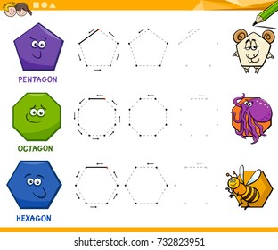 Educational Cartoon Vector Illustration of Octagon Basic Geometric Shape for Children