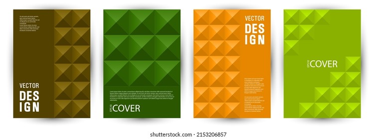 Educational catalog cover page mokup bundle geometric design. Minimalist style trendy album template bundle Eps10. Tile geometric shapes backdrop vertical cover design