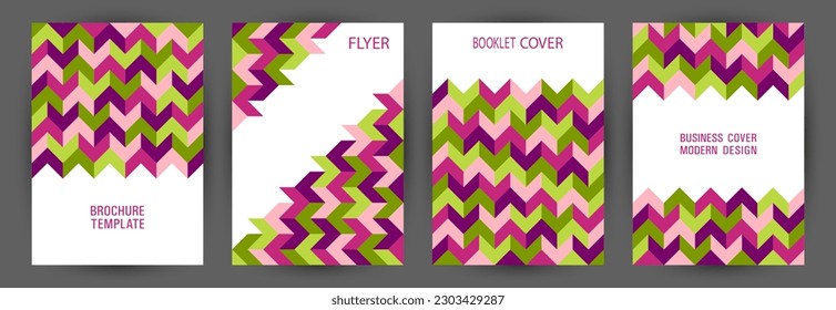 Educational catalog cover page mokup set A4 design. Bauhaus style creative banner layout set Eps10. Mosaic geometric elements theme vertical card design