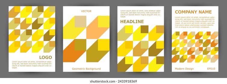 Educational catalog cover page mokup collection graphic design. Swiss style retro album mockup collection Eps10. Tile geometric shapes pattern vertical card design