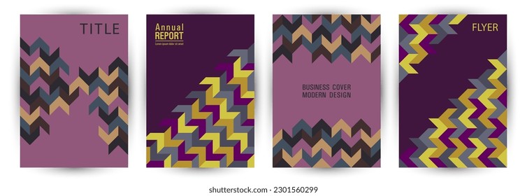 Educational catalog cover template set A4 design. Minimalist style cool album layout set Eps10. Tile geometric elements theme A4 cover design