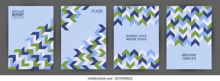 Educational catalog front page layout set vector design. Bauhaus style cool journal template set Eps10. Mosaic geometric shapes texture vertical cover design