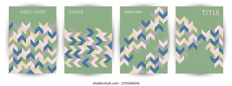Educational catalog front page mokup set A4 design. Memphis style abstract banner layout set Eps10. Tile geometric elements backdrop A4 cover design