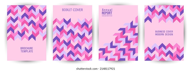 Educational catalog front page template set graphic design. Minimalist style hipster certificate mockup set Eps10. Mosaic geometric shapes texture A4 card design