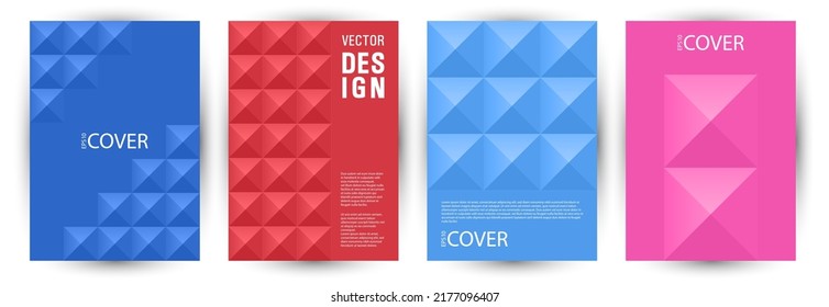 Educational catalog front page template bundle vector design. Memphis style futuristic voucher layout bundle Eps10. Tile geometric elements texture A4 cover design