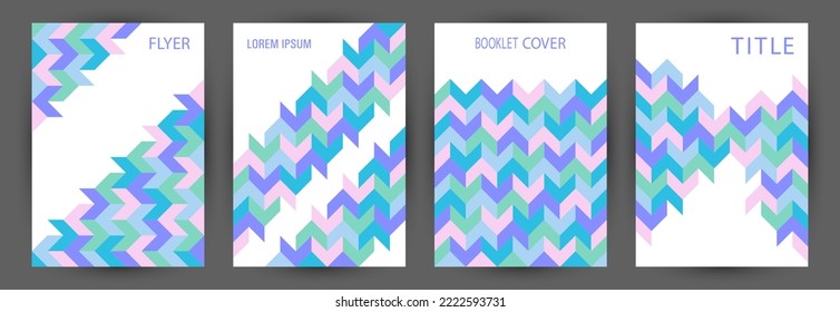 Vorlage für den Bildkatalog auf der Titelseite, geometrisches Design festgelegt. Schweizer Stil futuristischen Banner Mock up Set Eps10. Mosaike geometrische Formen strukturieren vertikale Kartendesign