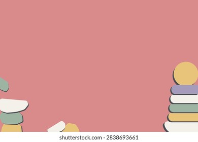 Educational Center of Gravity Footer Layout with Wooden Stacking Tower and Balancing Stones Vector for Baby Nursery Websites and Presentation Slides.