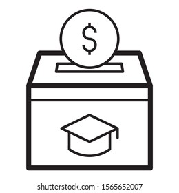 Educational Charity Concept, Donation Box with Hat Vector Icon design