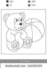 Educational children game. Color the picture by shape. Coloring book