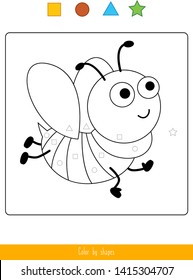 Educational children game. Color the picture by shape. Coloring book