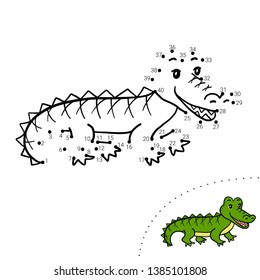 Educational children game. Dot to dot. Crocodile. Coloring book. 