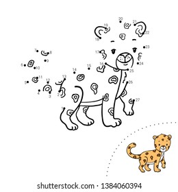 Educational children game. Dot to dot. Leopard. Coloring book. 